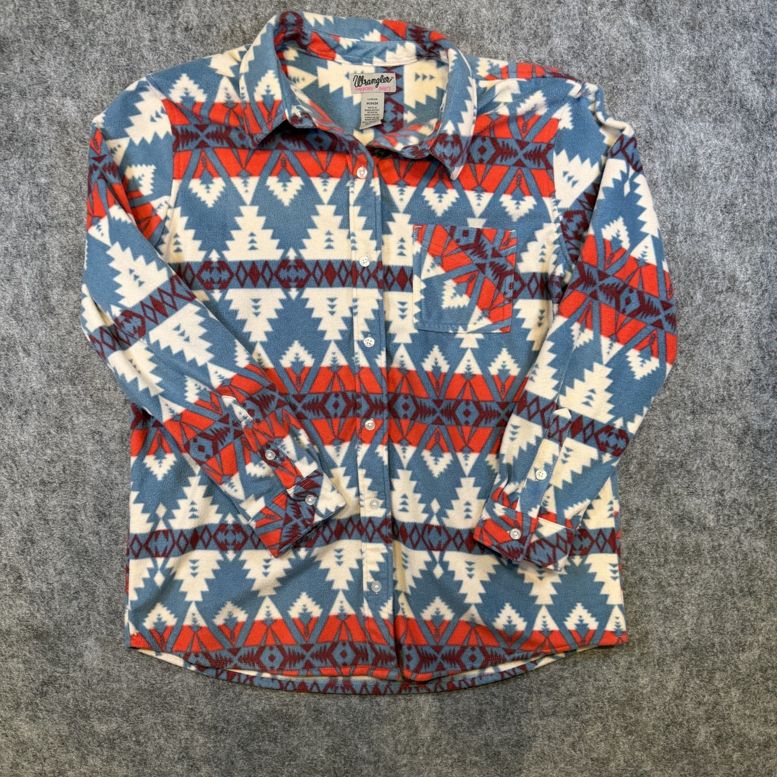 Wrangler Wrancher Shirt Shacket Women’s M Western Cowgirl Aztec Southwest Fleece