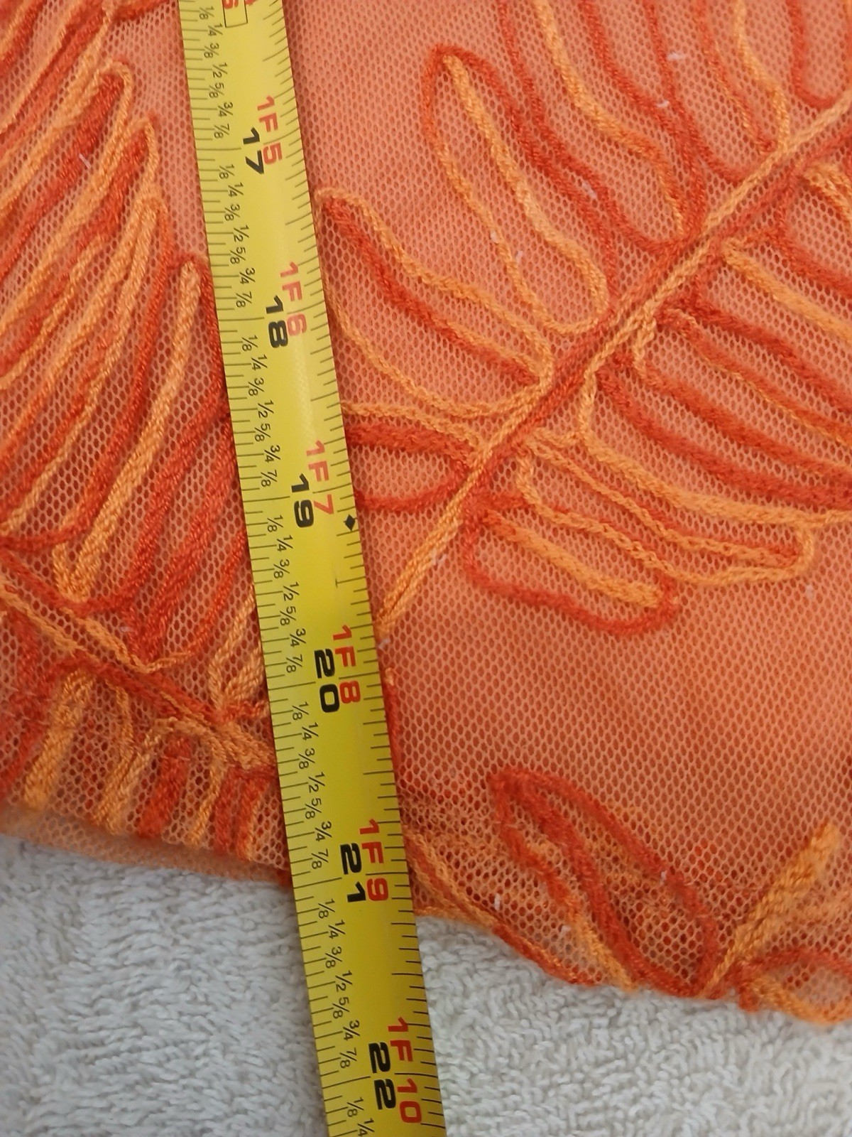 Kim & Cami S Coral Mesh Leaf Embroidered Puff Sleeve Sheer Blouse