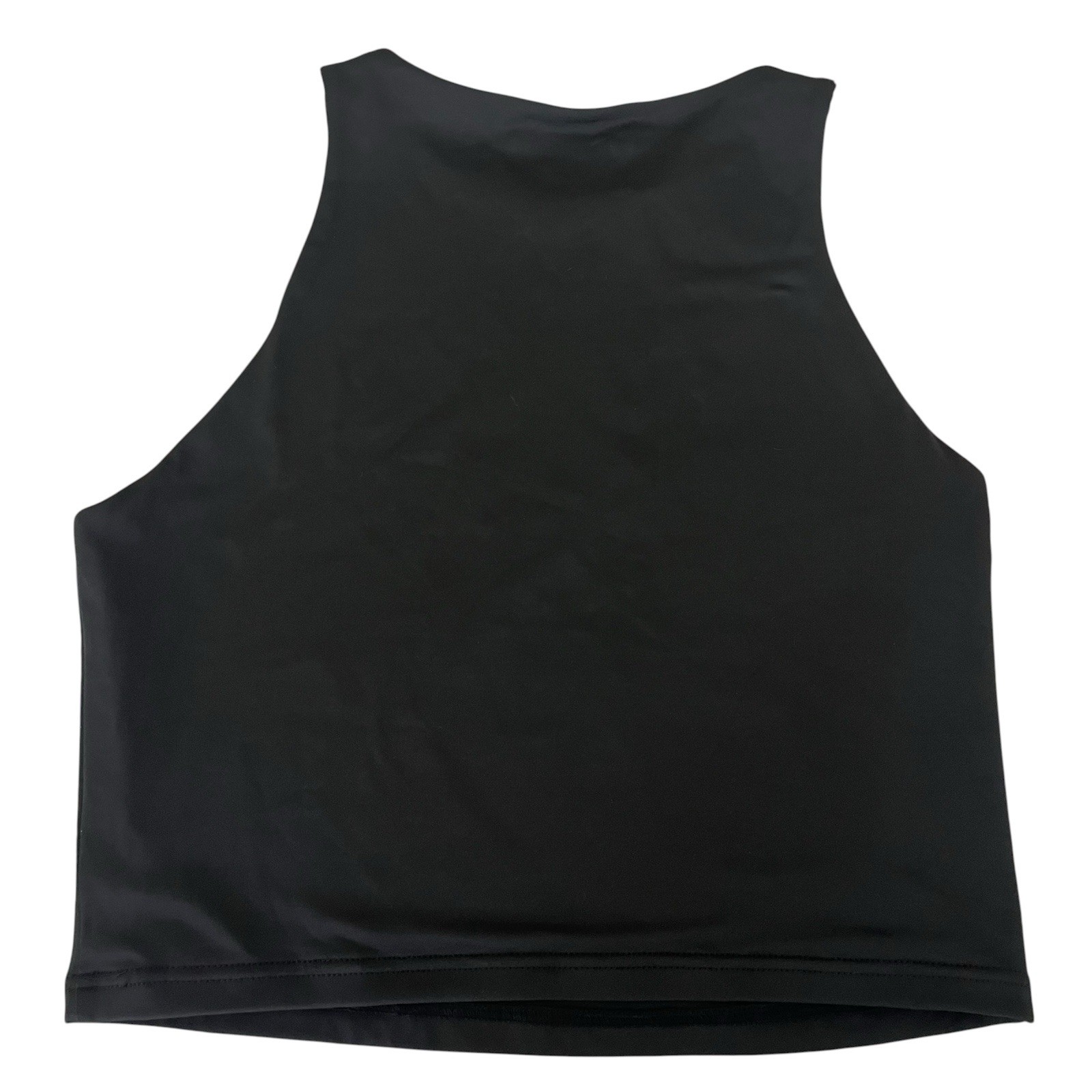 REORIA Women High Neck Double Lined Crop Tank Top Large L Black NWT High Cut