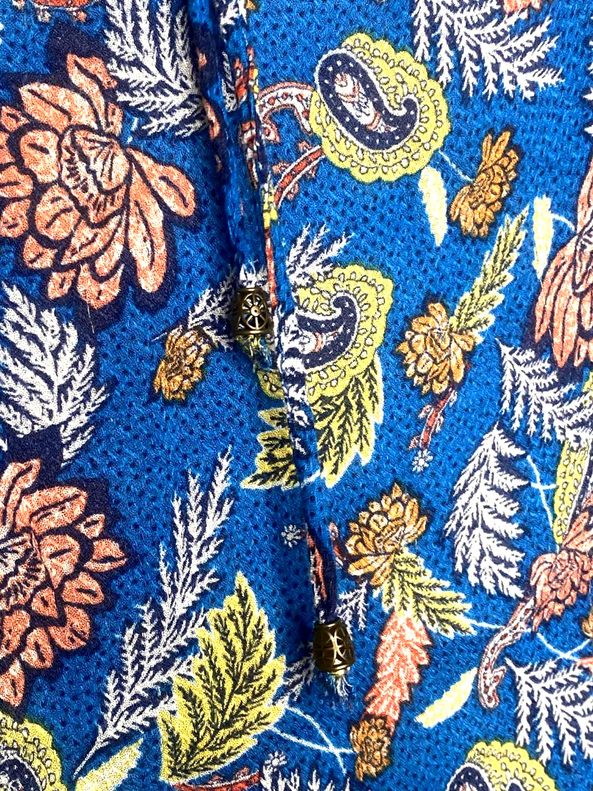 Knox Rose Size Small Blue Semi-Sheer Sleeveless Blouse Bohemian flowy colorful