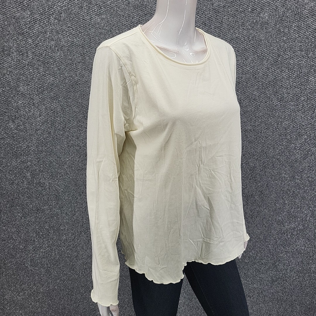 Peace Love World Women’s Ivory Long Sleeves 100% Cotton Top Size Large