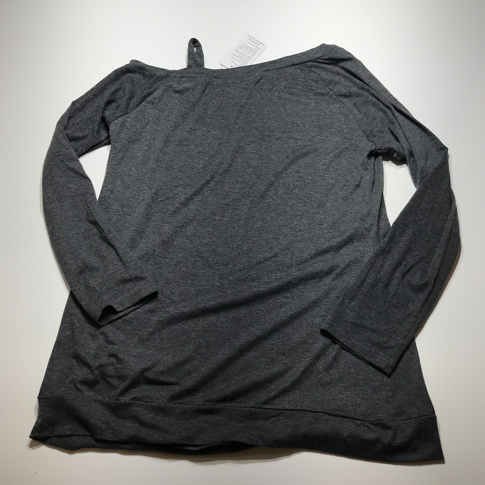 Temofon Tunic Top Womens Size Large Gray Cold Shoulder Button Embellished NWT