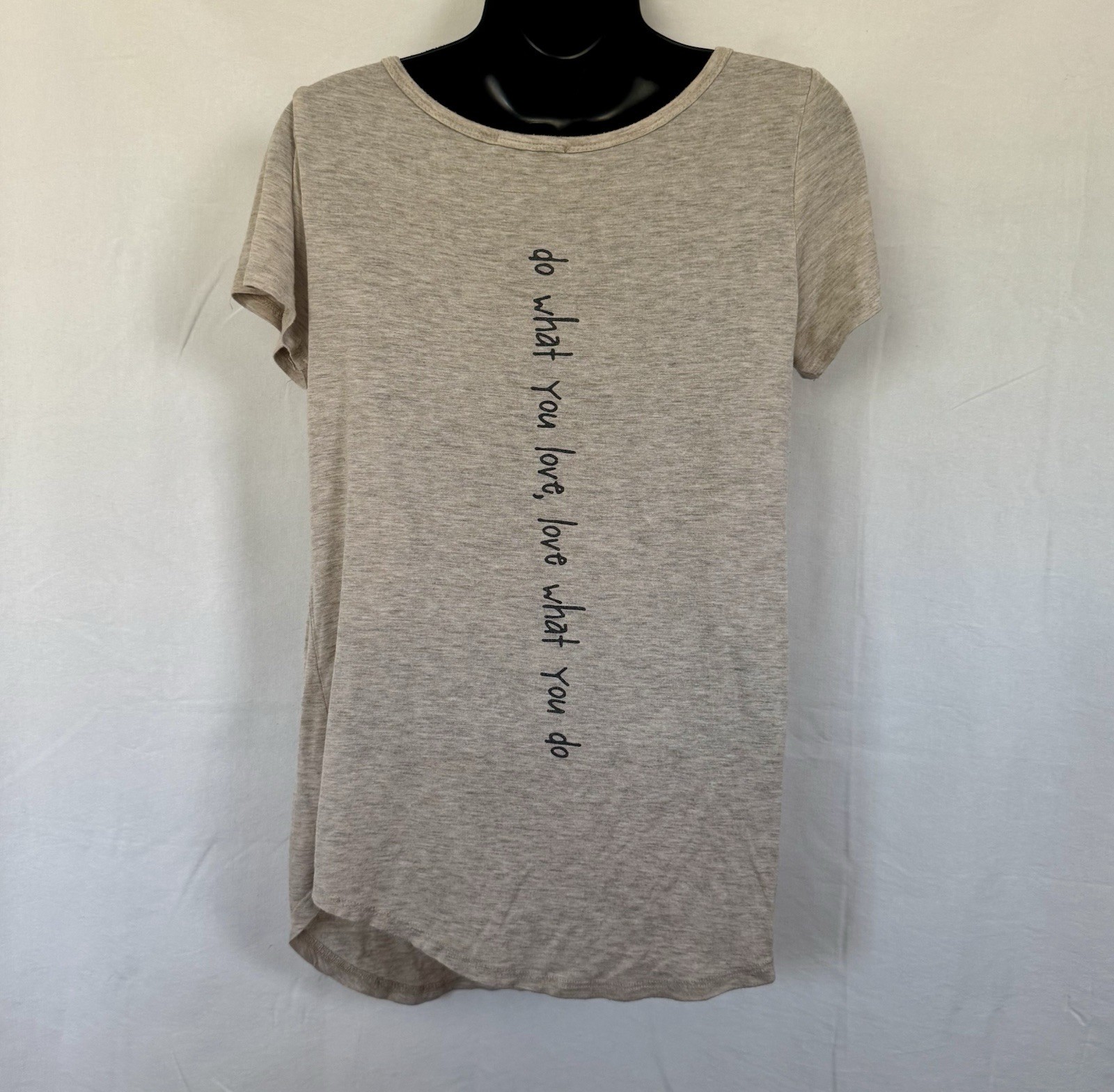 French Pastry Do What You Love Heathered Graphic Tee Sz M Boho Minimalist Yoga