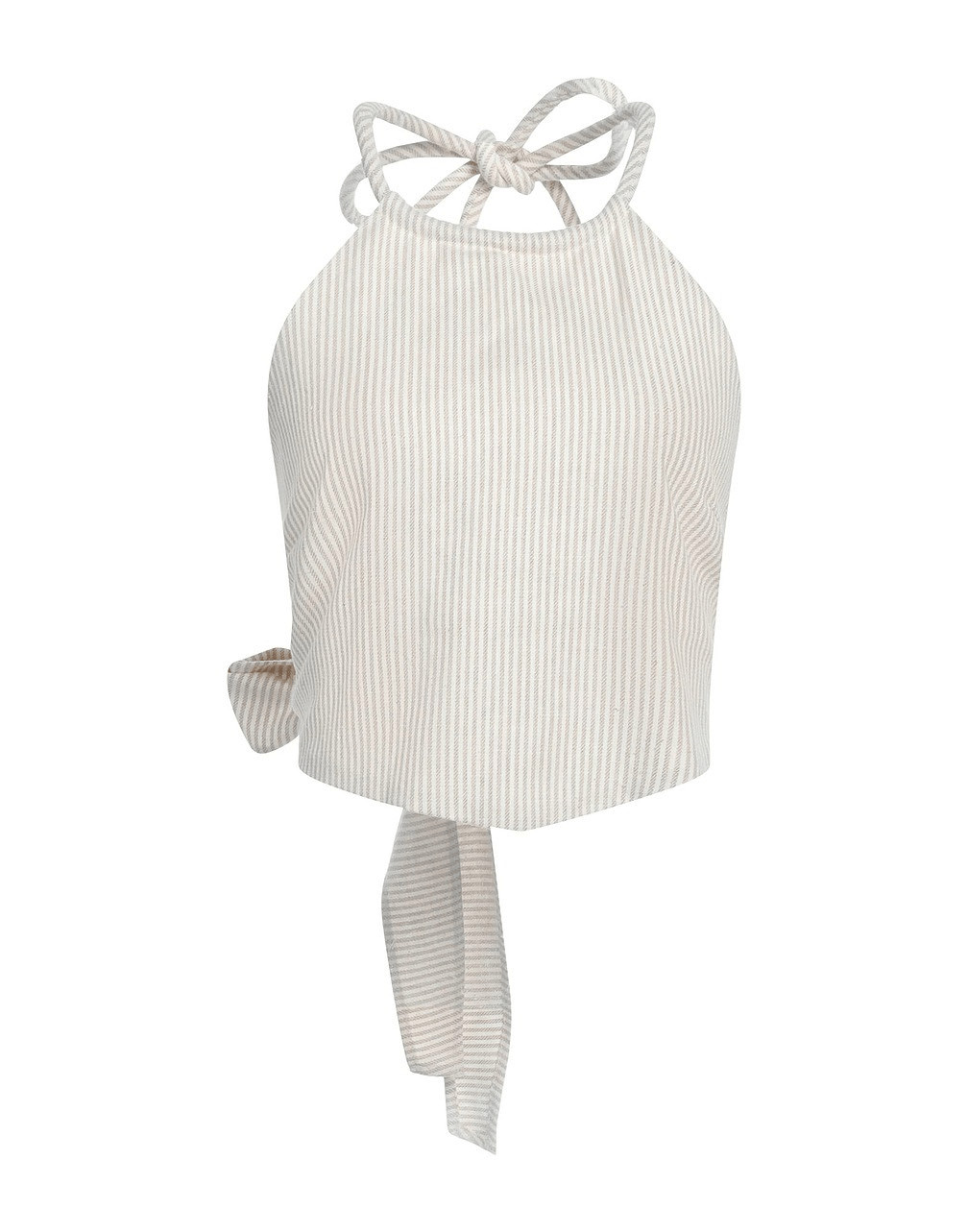 Eleh Linen & Cotton Beige/Cream Halter Top, size Large