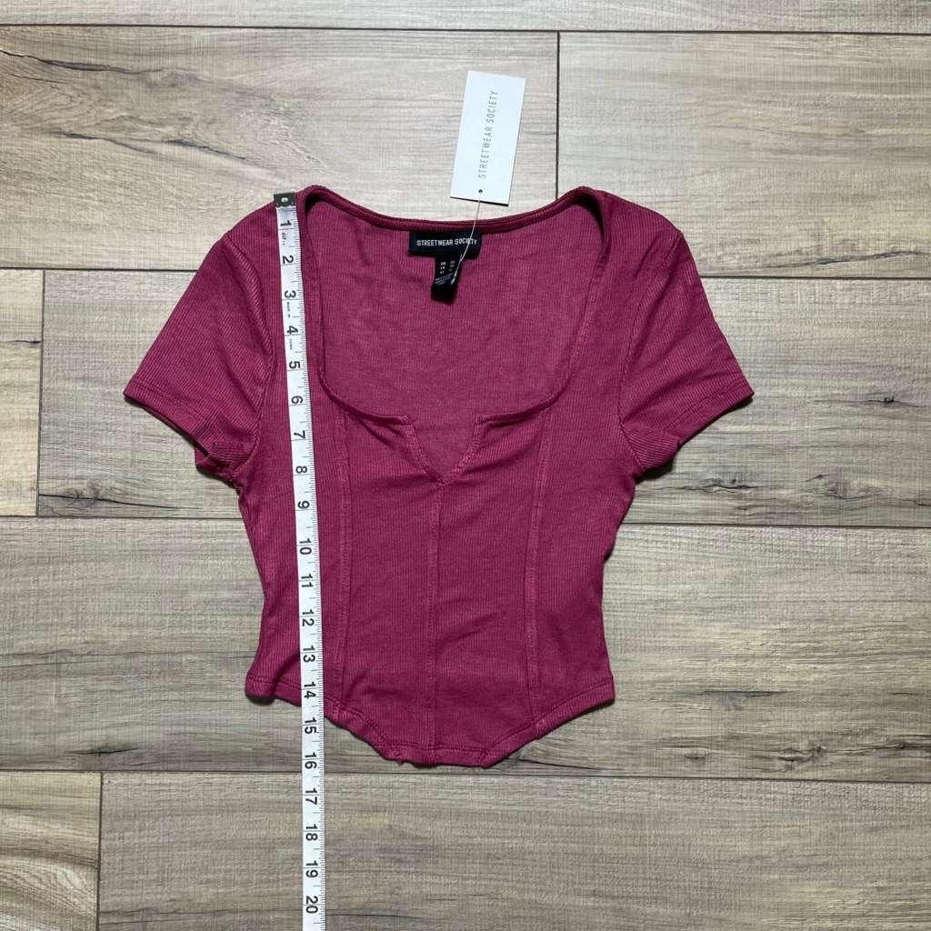 Streetwear Society Womens Ribbed Crop Top Size XS China Rose