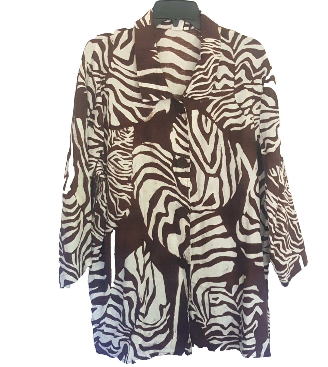 Jones NY Womens XL 100% Linen Tunic Top Lagenlook Beachy Tropical Resort Shirt
