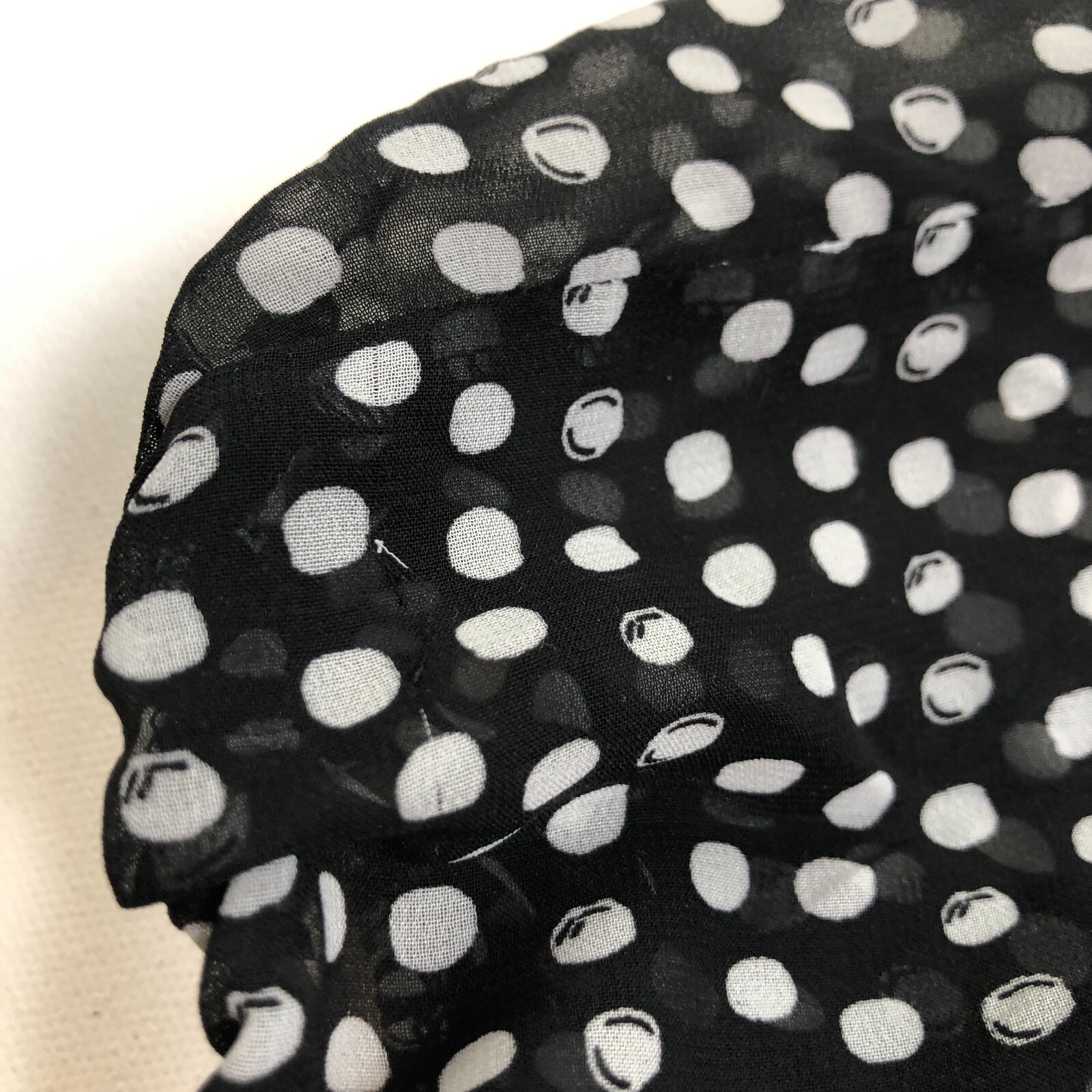 Max Edition Blouse Women’s Large L Black White Polka Dots Long Sleeves Sheer Top