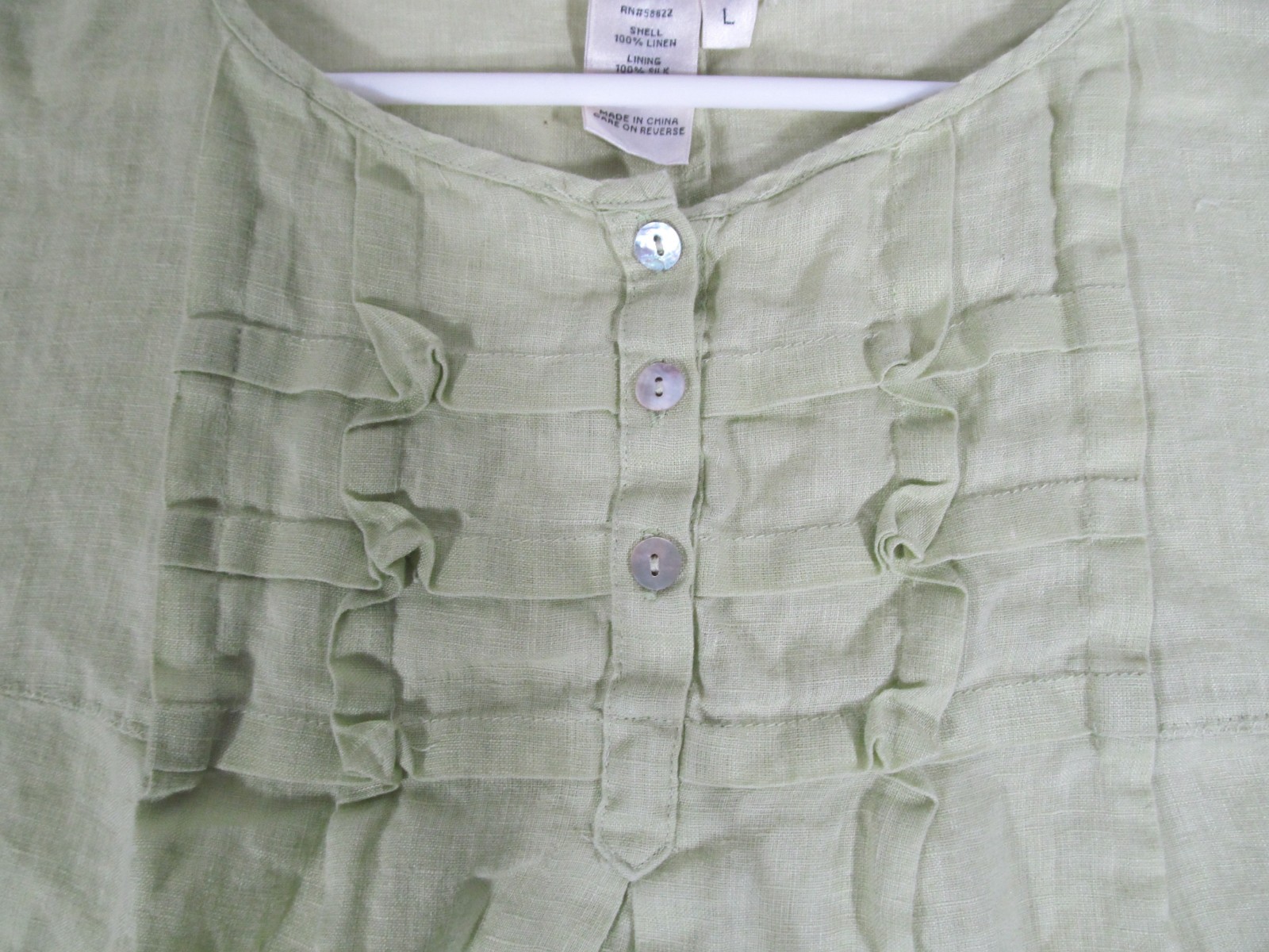 Sophie Max Womens Shirt Blosue Large Green Sleeveless Silk