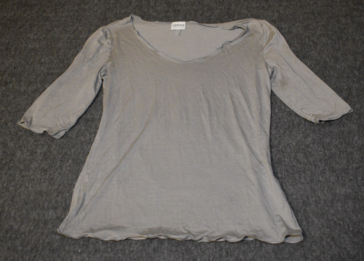 Armani Collezioni Grayish Tan Stretch Top Blouse Women’s Size 4 EU 40