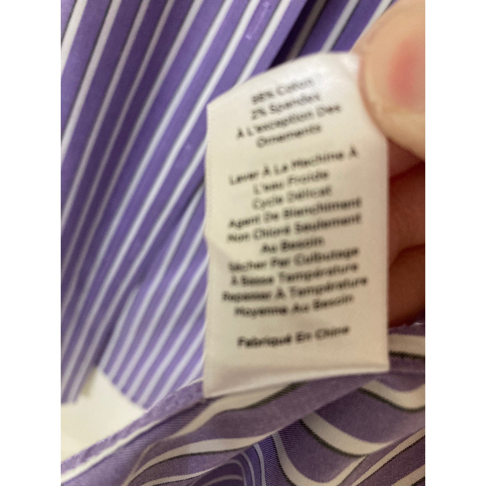 Talbots Woman Purple White Striped Button Down Shirt 14 Wrinkle Resistant Cotton