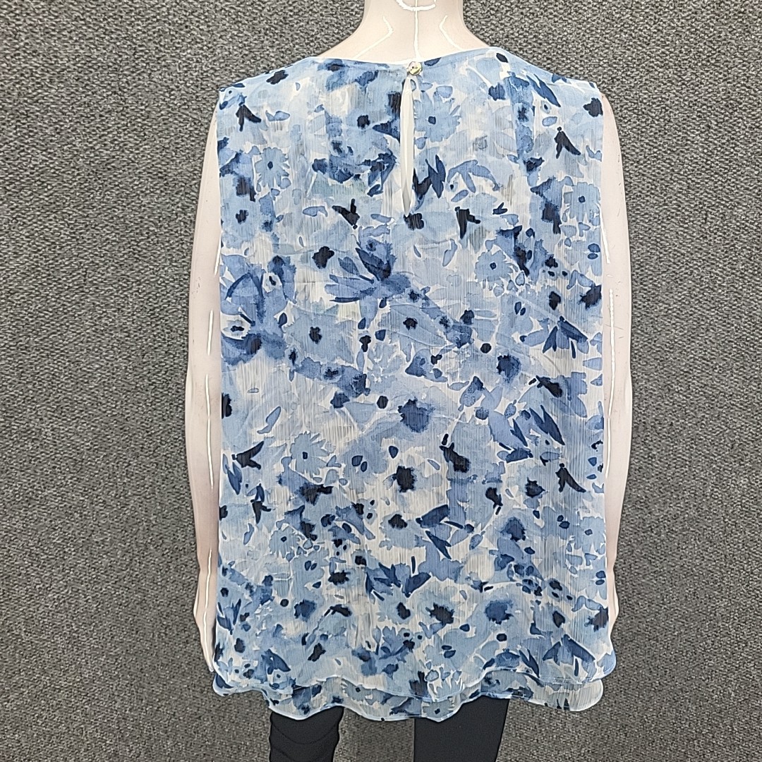 Cristina B Womens Printed Sleeveless Blouse Top Blue Size X-Large