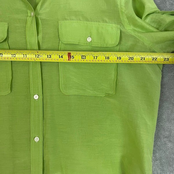 Ralph Lauren Button Down Shirt Womens XL Silk Blend Minimalist Lightweight Beach