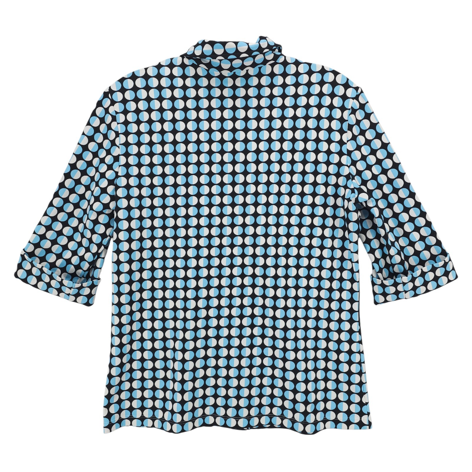 J. McLaughlin CATALINA CLOTH Button Shirt Blue Black White Geometric EUC SMALL