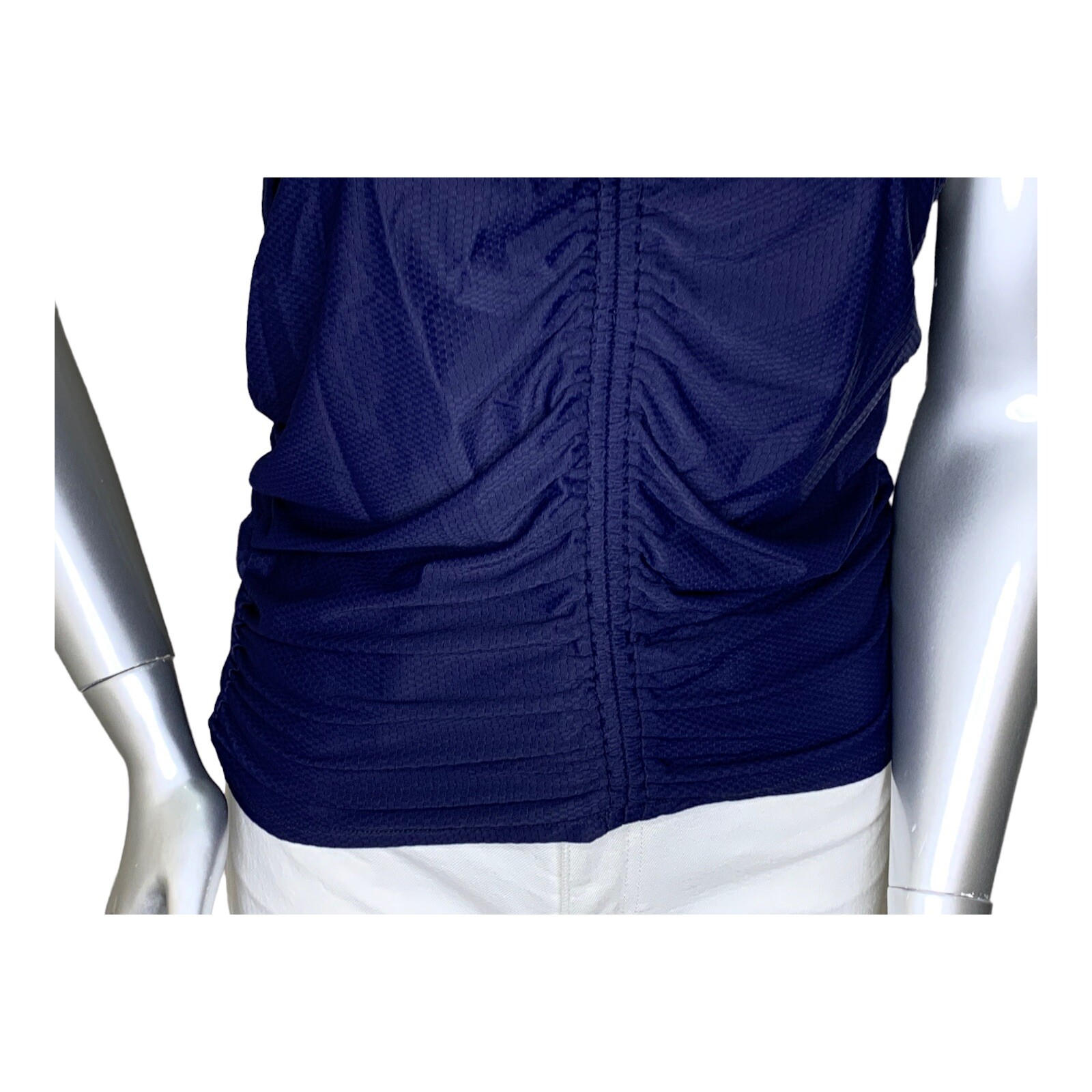 Leyden NWT L Junior Blue Ruched Tunic Sleeveless Short $59 #1588D