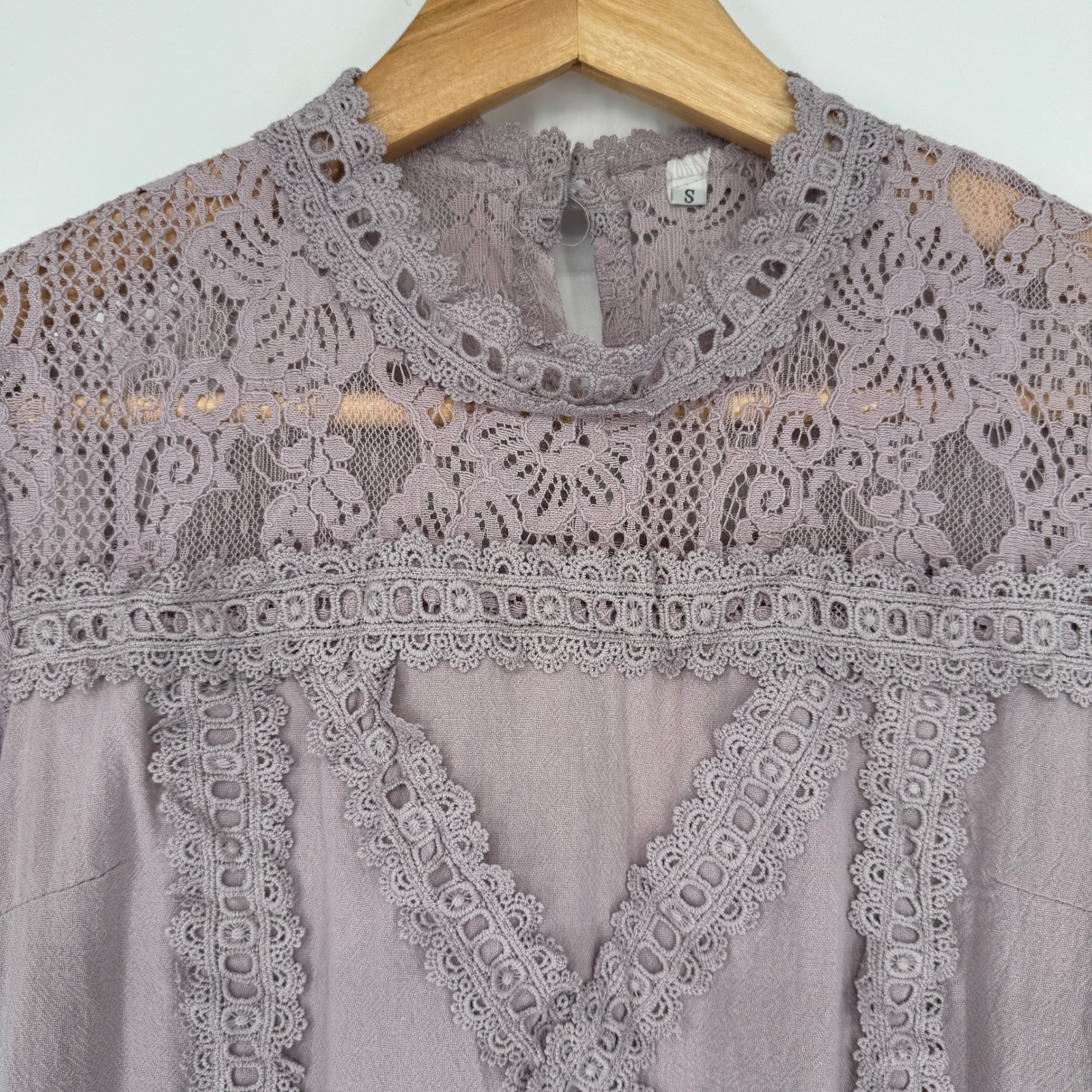 Lace Crochet Top Sz S Cotton Blend Mauve Romantic Cottagecore Victorian Feminine