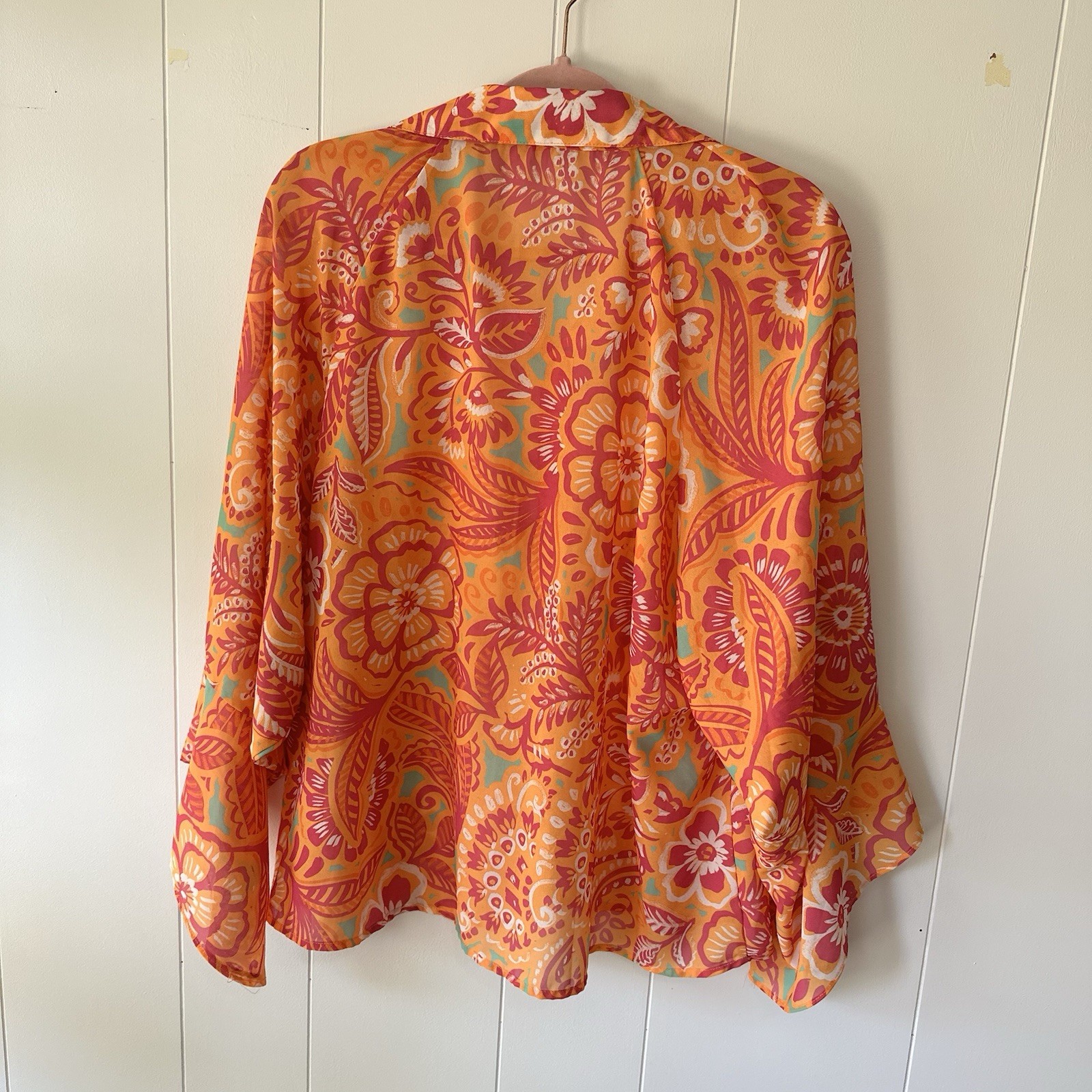 Flying Tomato I’ll always Remember You Woven Oversized Top Pink/Orange Floral LG