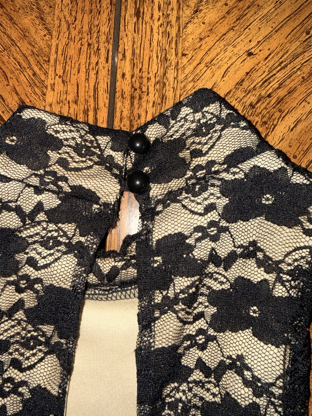 Charlotte Russe Women’s S Black/Beige Floral Lace Mock Neck Blouse
