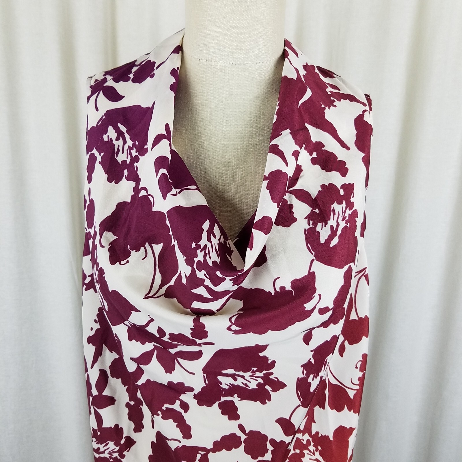 Coldwater Creek Grecian Drape Ombre Petunia Floral Top Shirt Womens L Colorblock