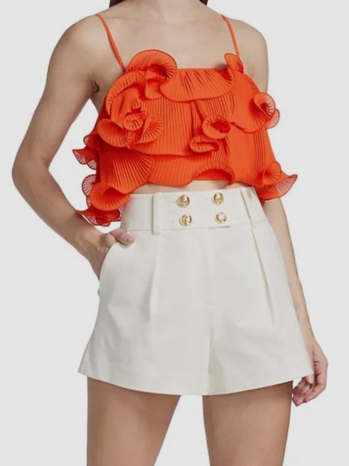 $349 Amur Women’s Orange Ainsley Ruffle Cropped Camisole Tank Top Size 6