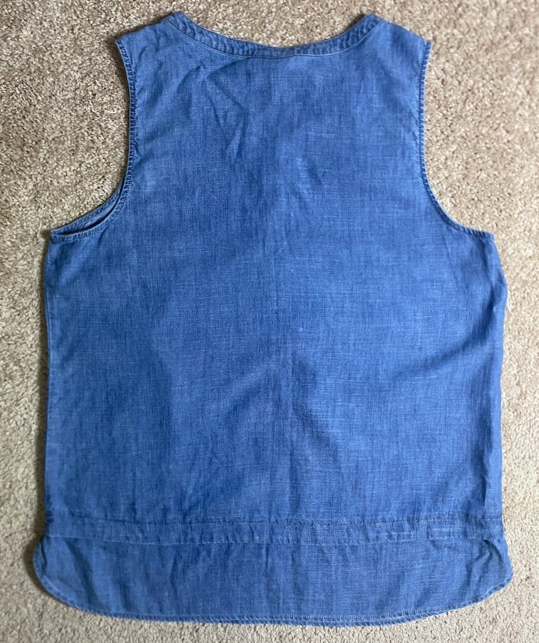 J.Jill Denim Womens Sleeveless Tank Top Blouse 100% Lyocell Raw Hem Sz L
