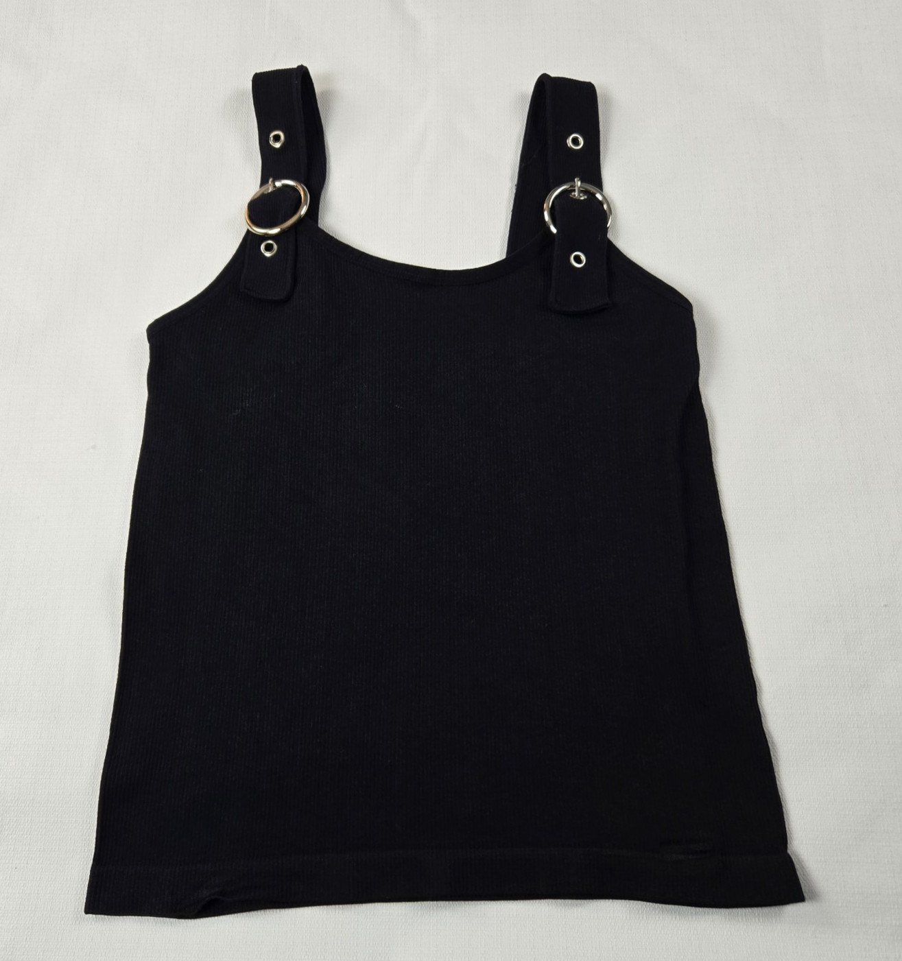 FCT Basics Women’s Black Buckle Strap Tank Style Top Note Measurements