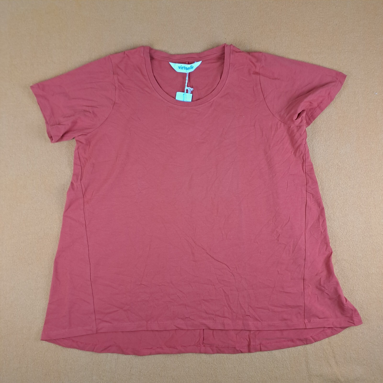 Virtuelle Shirt Womens Size S Red Everyday Swing Tee Essentials Short Sleeve NWT