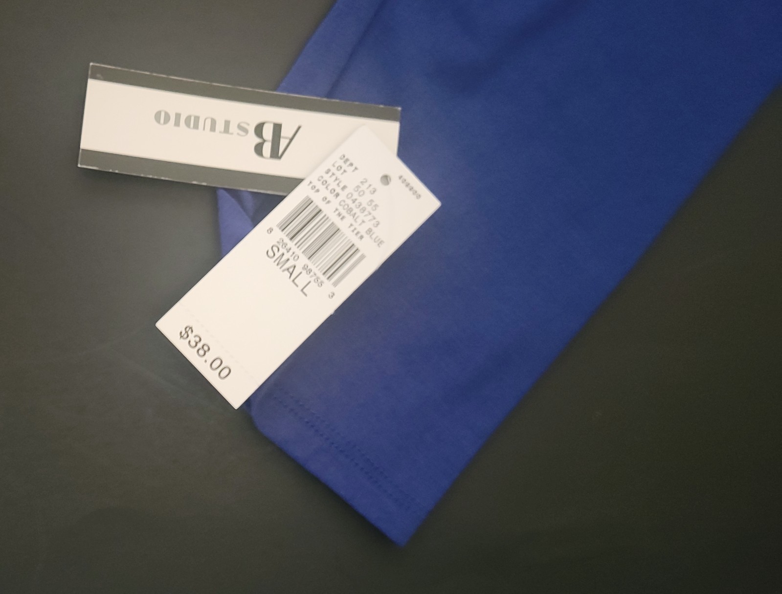 Brand New With Tags (NWT) AB Studio Women’s Ruffle Front Top Cobalt Blue .