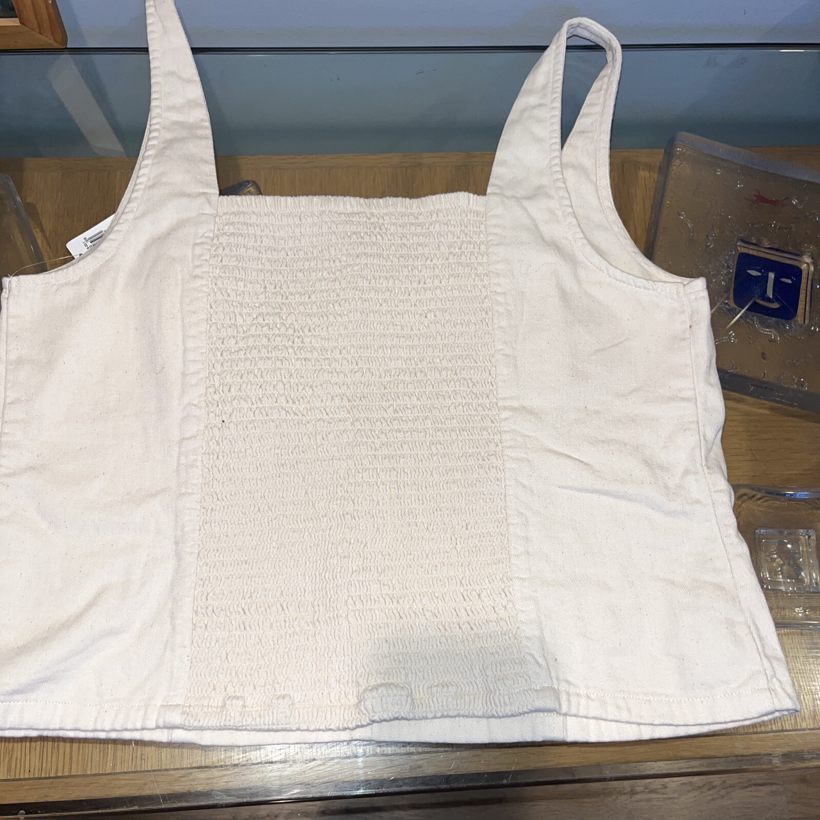 Lot of 2 Tank Tops 1 is Light Blue 1 is Cream both Size L and NWT