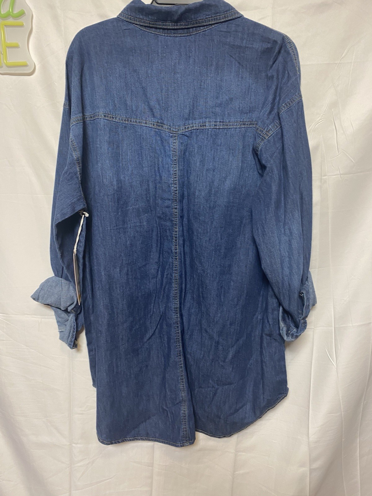 SOFIA by Sofia Vergara Blue Denim Button-Up Shirt Collared Pockets L Cotton
