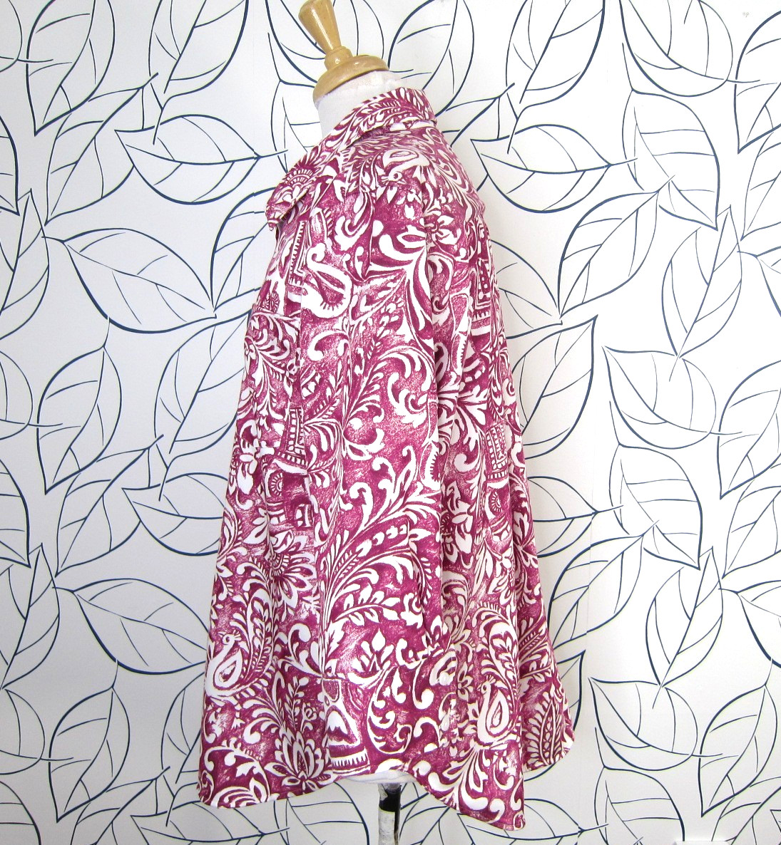 Soft Surroundings Easy Care Stretch Woven 3/4 Sleeve Big Shirt Berry Floral Sz L