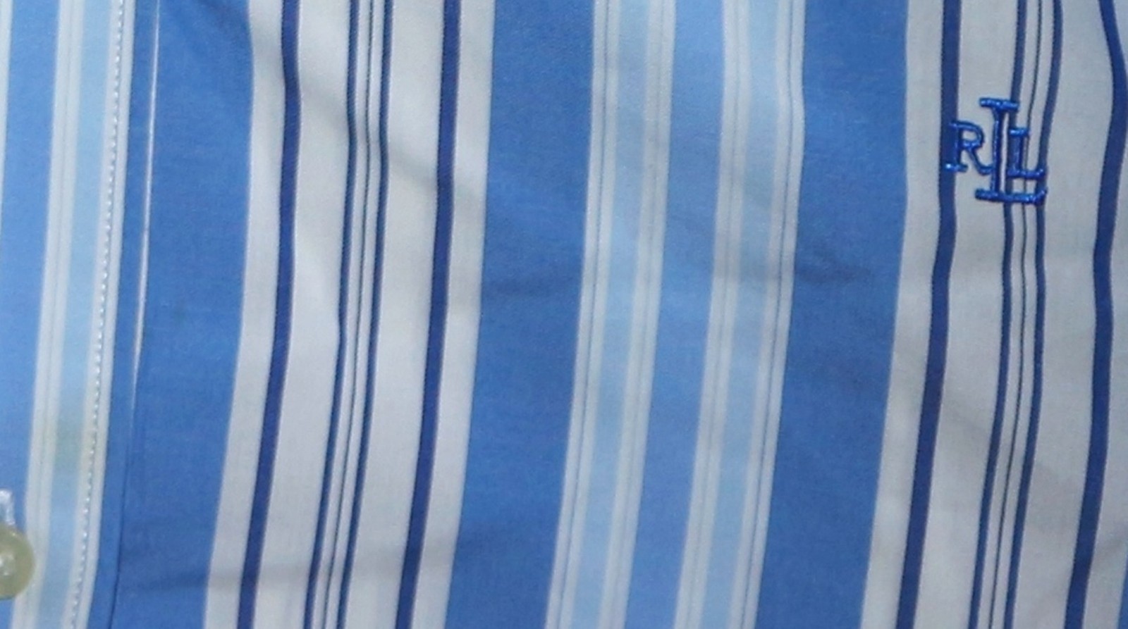 LAUREN RALPH LAUREN Blue Striped Cctton Blse 61 In Chst 29 In Lng Sz 3X EXC