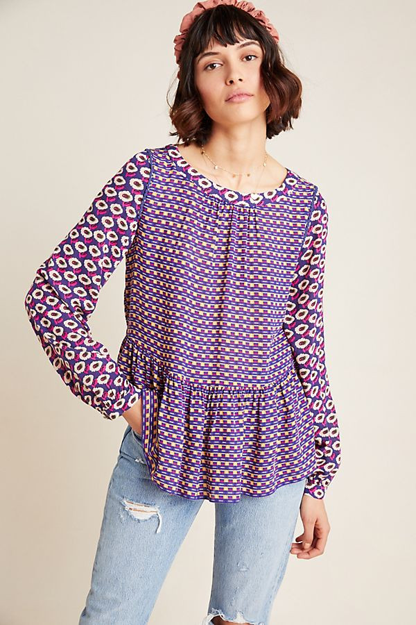 NWT Maeve By Anthropologie Cheyenne Peplum Blouse, Size XS
