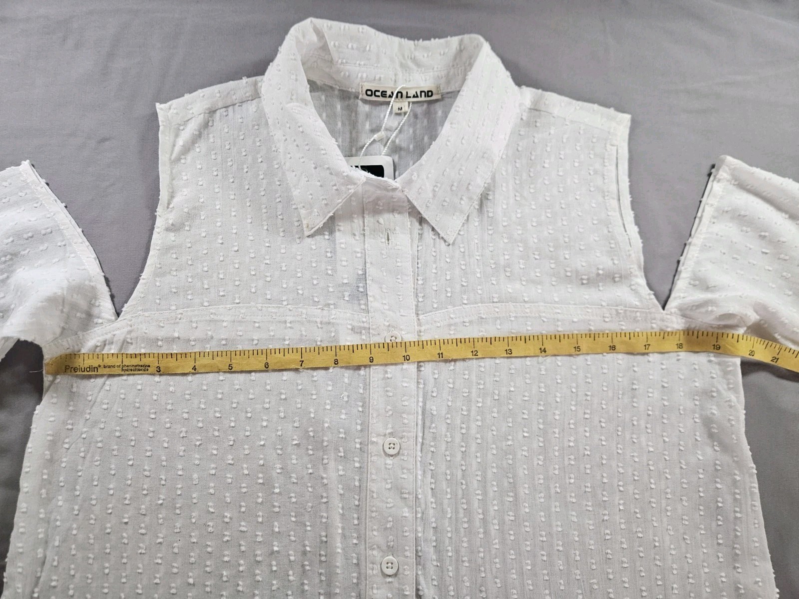 Ocean Land Button Down Women’s Shirt Medium Cold Shoulder/cut Out Sleeve Design