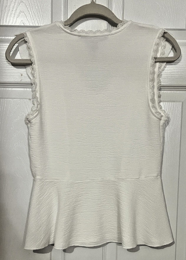 American Rag Cream Ruffled V-Neck Blouse Size S