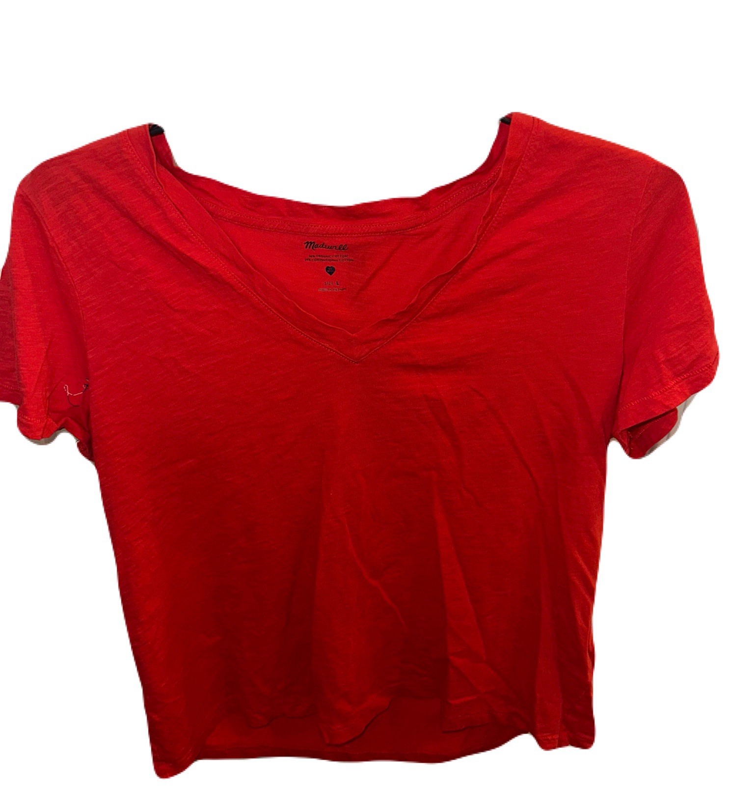 Madewell Women’s Large V Neck Tee Red Short Sleeves
