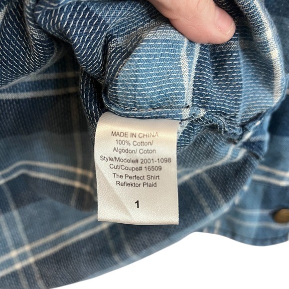 Current Elliott The Perfect Shirt Reflektor Plaid Blue White Button Down Small