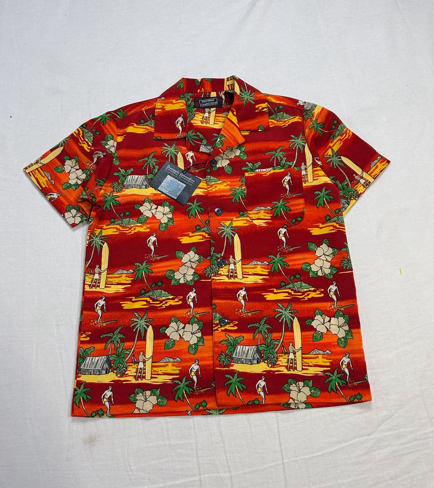 VTG Hawaiian Y2K Babydoll Surfing Baby Tee XS Kidcore Bobby Jack Style Beach NEW