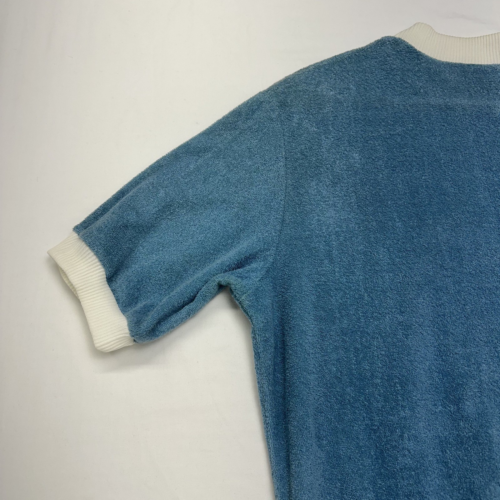 VTG 70s Womens Terry Cloth Polo Shirt Ribbed Collar Cuffs & Hem Pockets – Size L