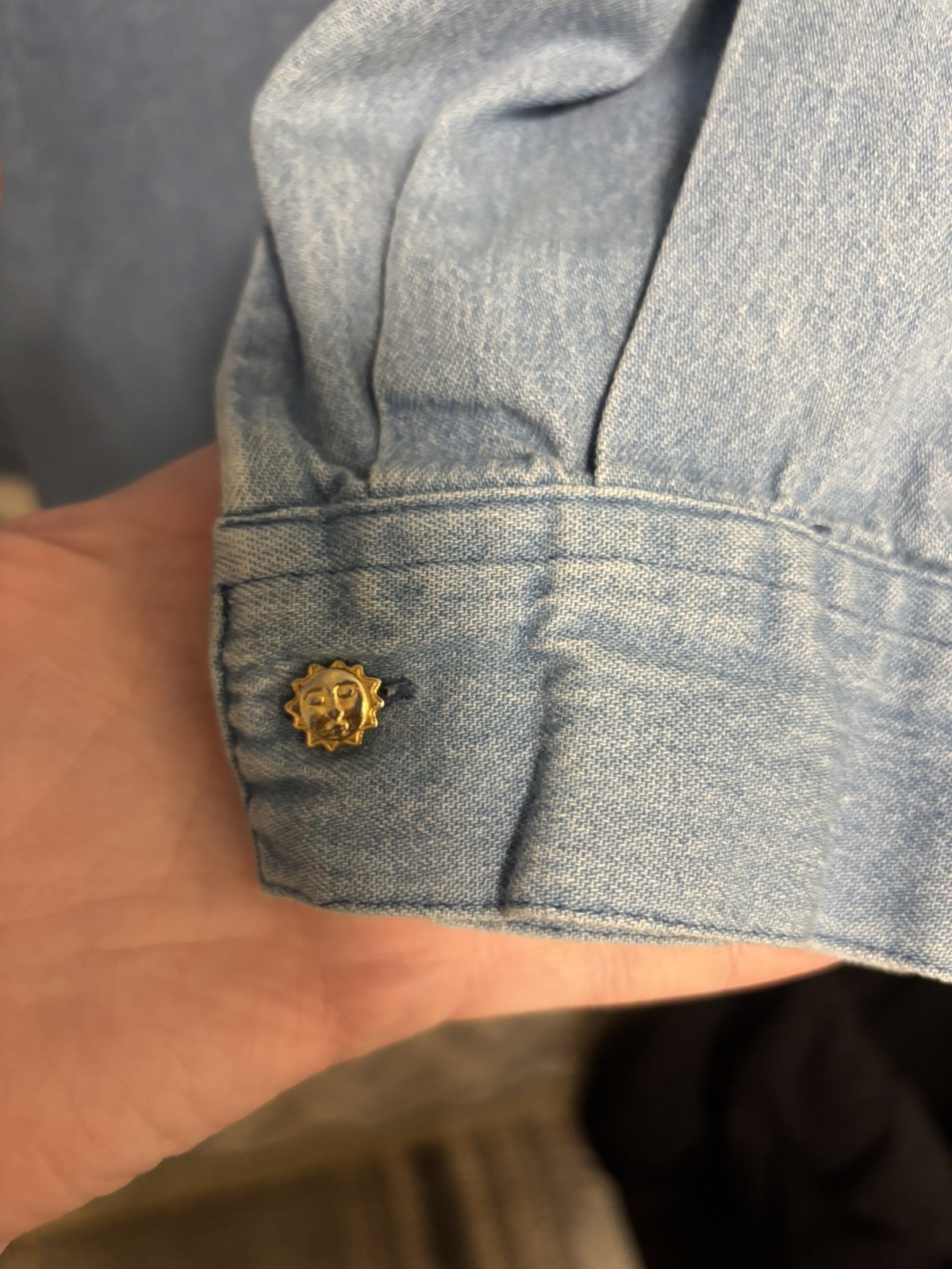 Vintage Westbound Embroidered Denim Shirt Sun and Moon Solar/Lunar Beaded 2XL