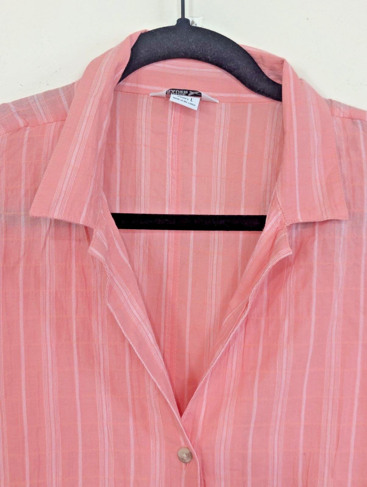 Eddie Bauer Women Button Shirt Size L Cotton Crepe Slight Crop Coastal Beach