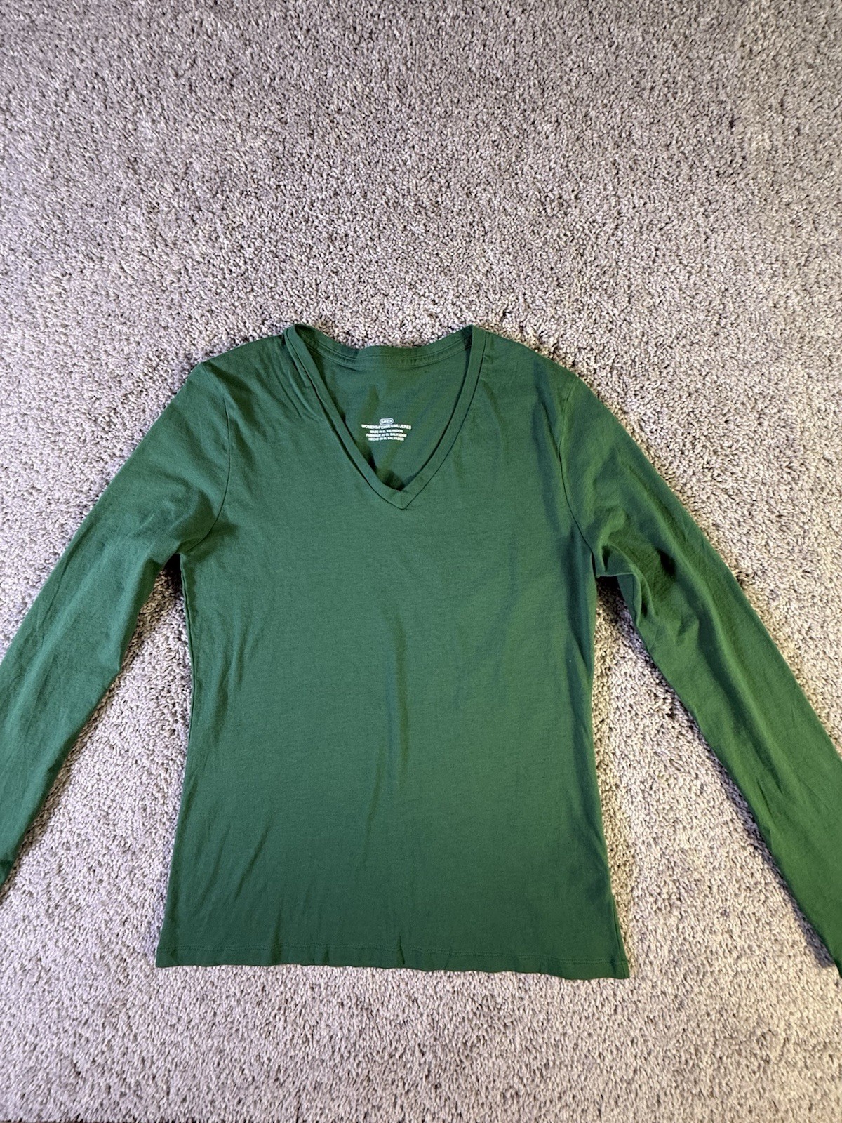 Fanatics Women’s Long Sleeve 100% Cotton V Neck Shirt Green Size S