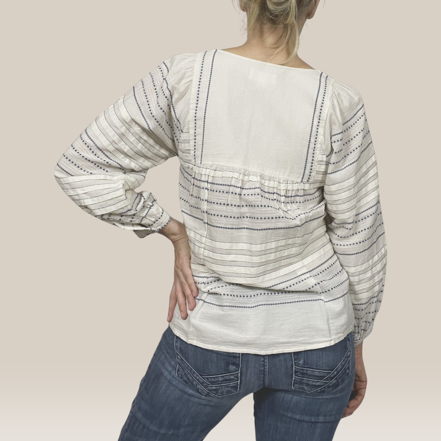 Velvet Graham Spencer Piper Paros Embroidered Peasant Blouse Tunic Cotton Small
