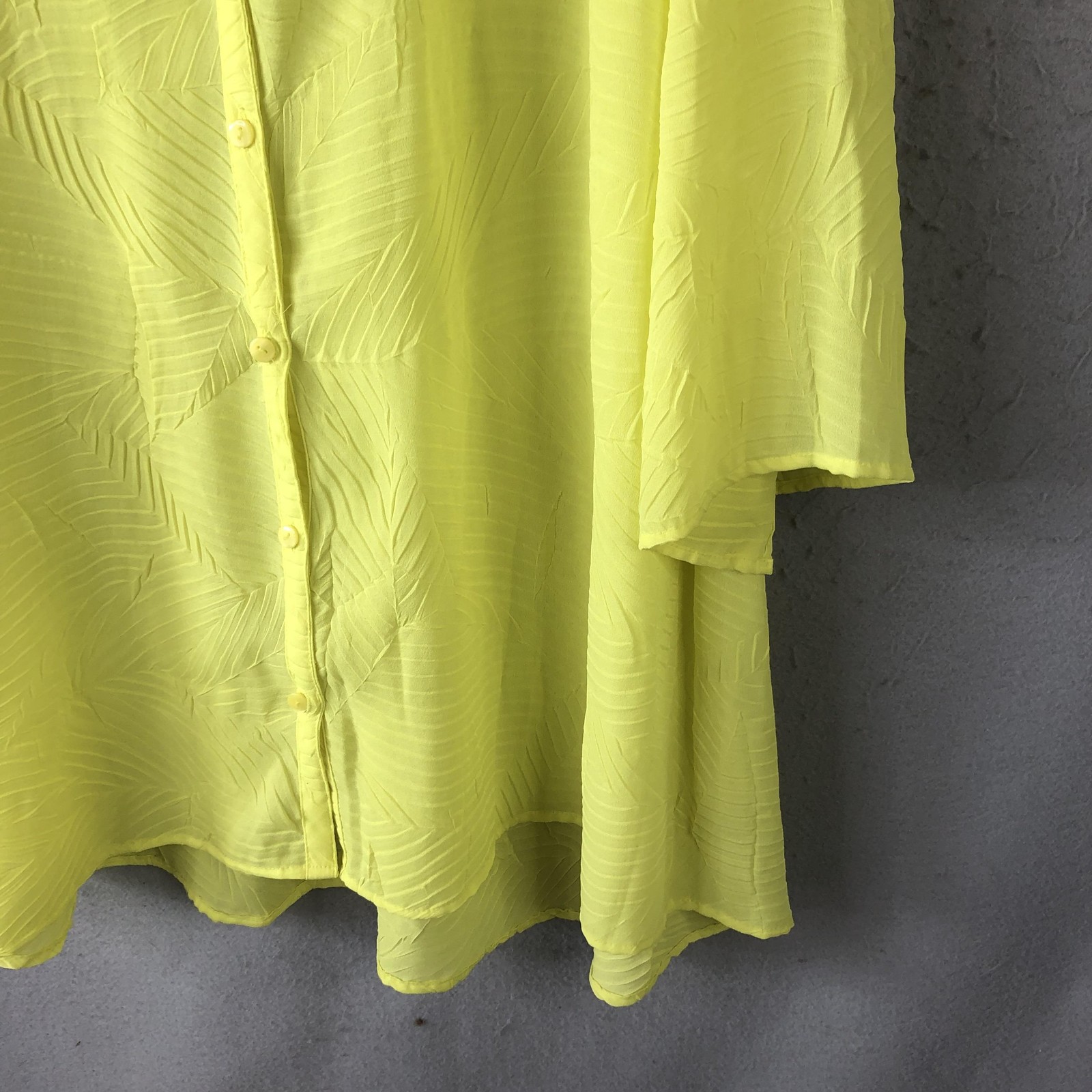 Neon Yellow Shirt Womens 2X Yellow Button Front Blouse Tunic Bold Summer