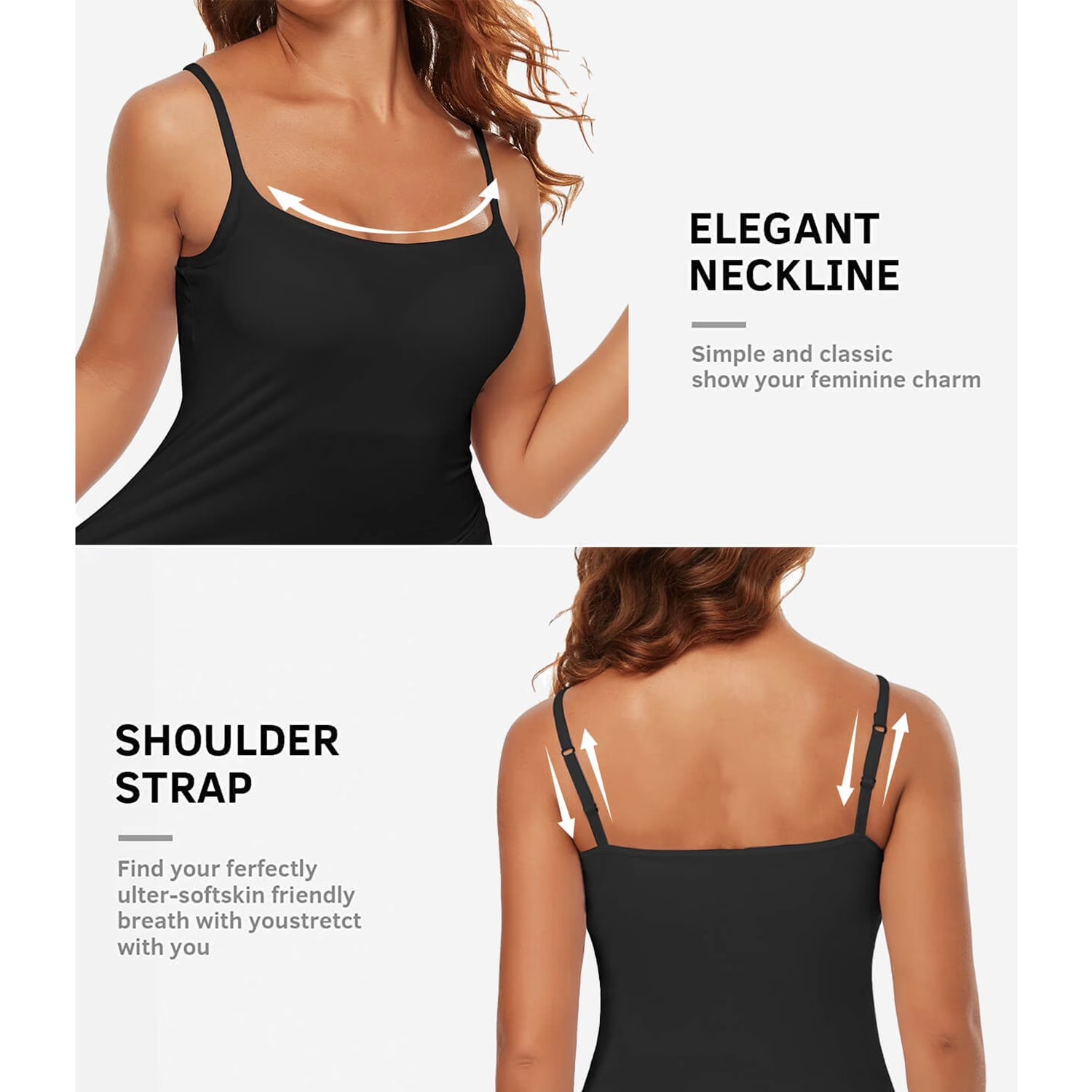 Camisole with Built in Shelf BRA Adjustable Spaghetti Strap Basic Tank Tops US