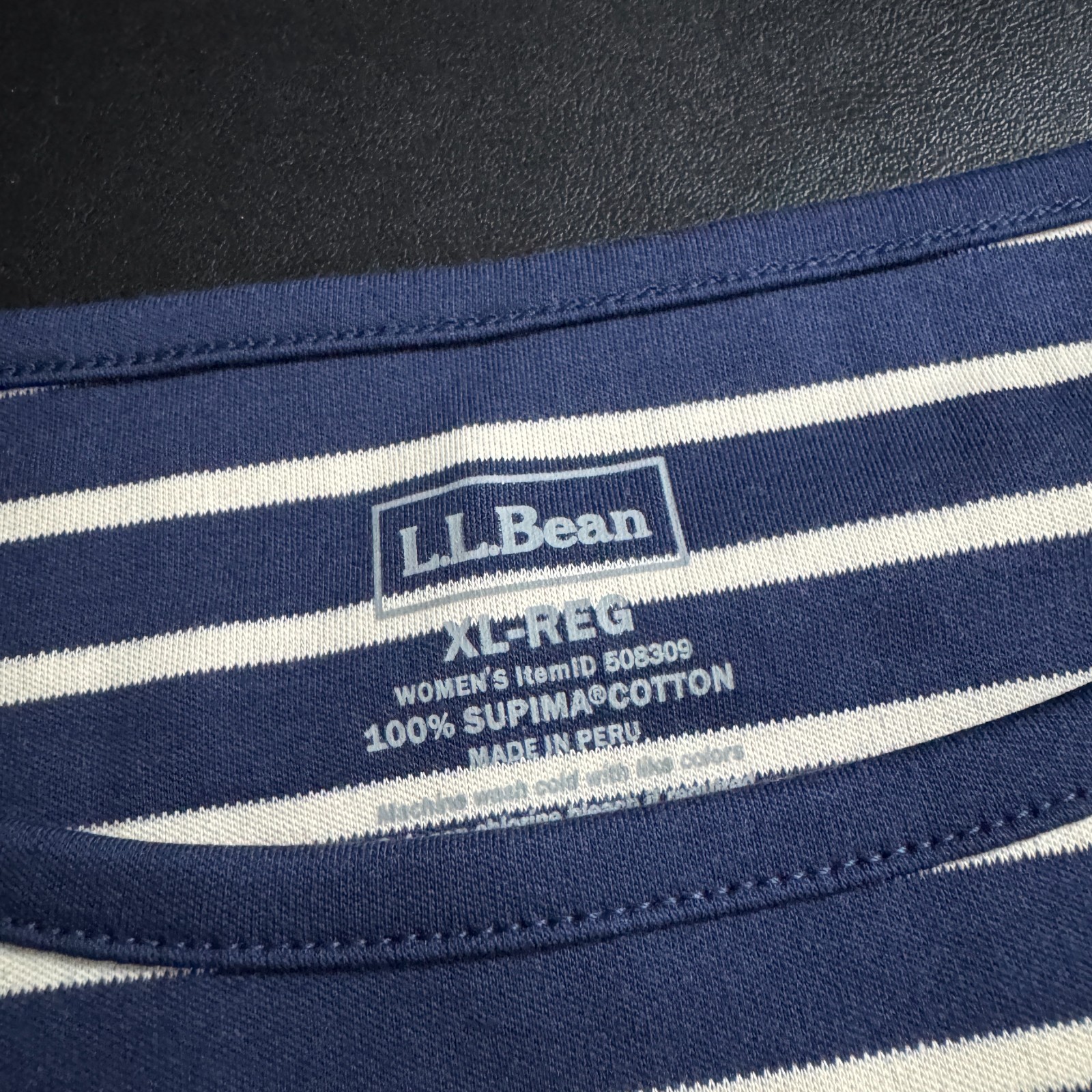 NWOT LL Bean Shirt Women’s XL Stripe 100% Supima Cotton Boat Neck Classic Casual