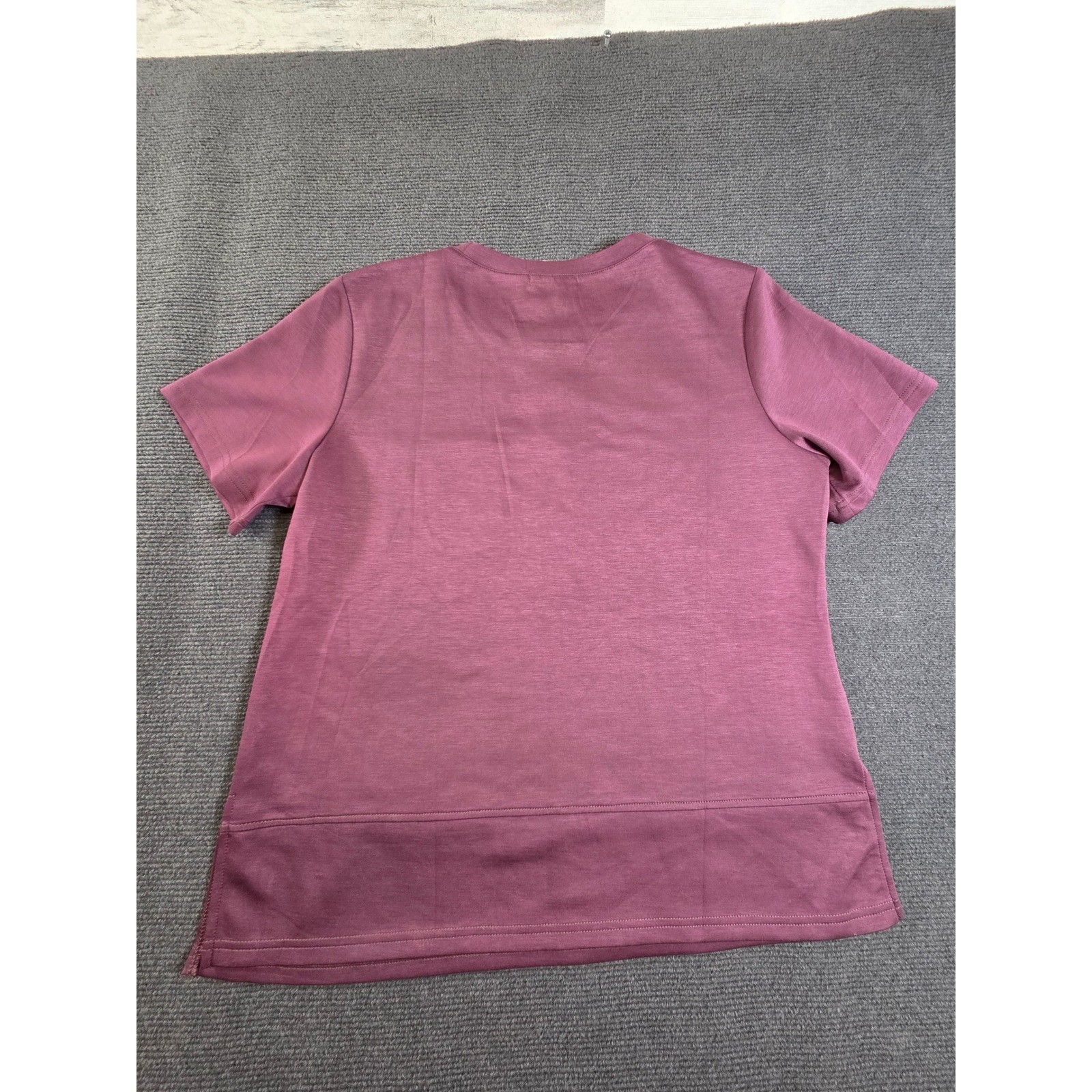Ofeefan Pocket T-Shirt Women Large Plum Purple Short Sleeve Stretch Top NEW