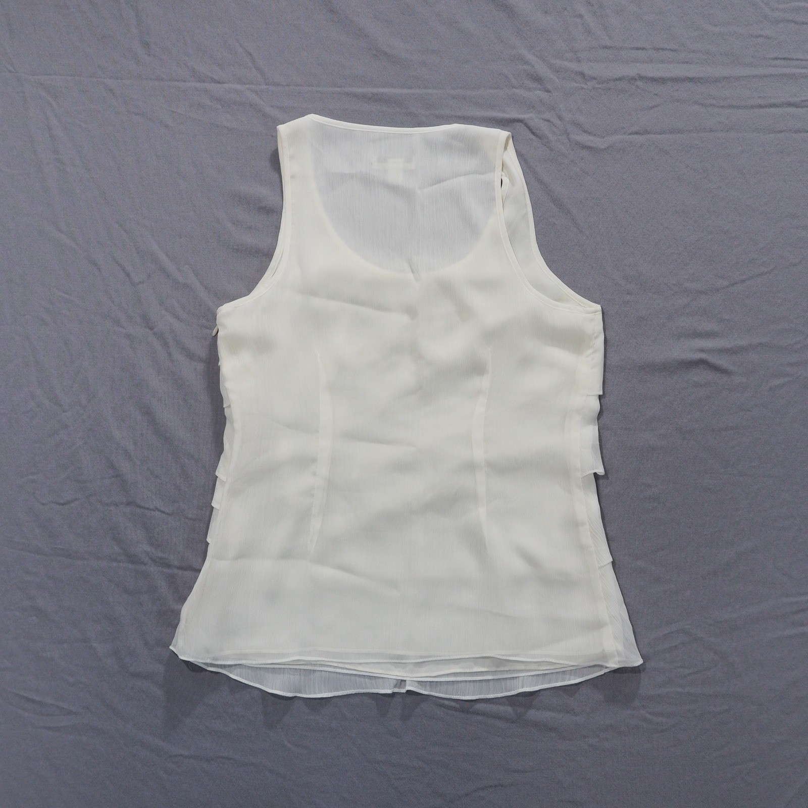 Andrea Behar Boston Proper Tank Top Women 6 White Boho Layered Ruffle Lagenlook