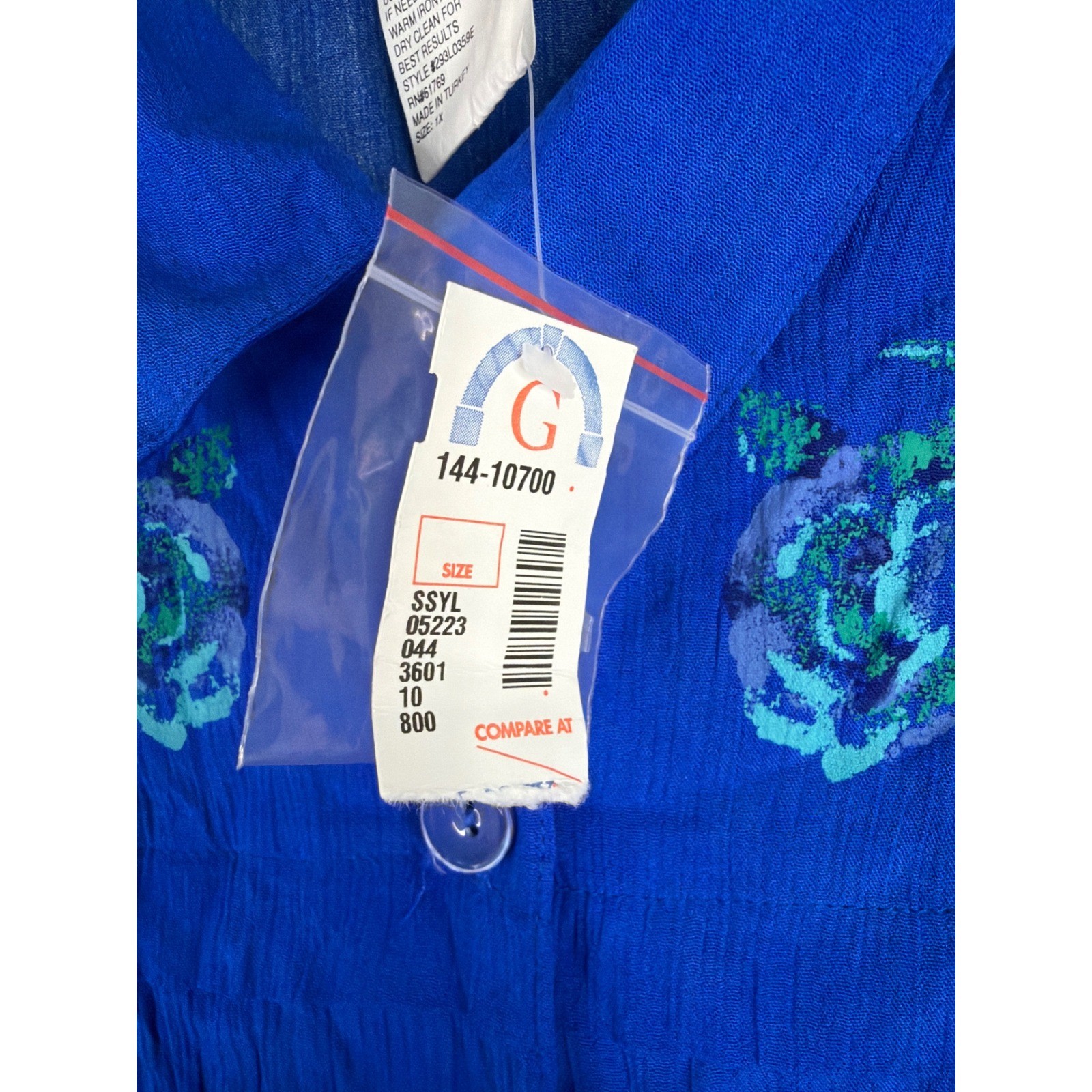 NWT VTG 90s Jennifer Lauren Button Down Shirt Women 1X Blue Floral Graphic Rayon