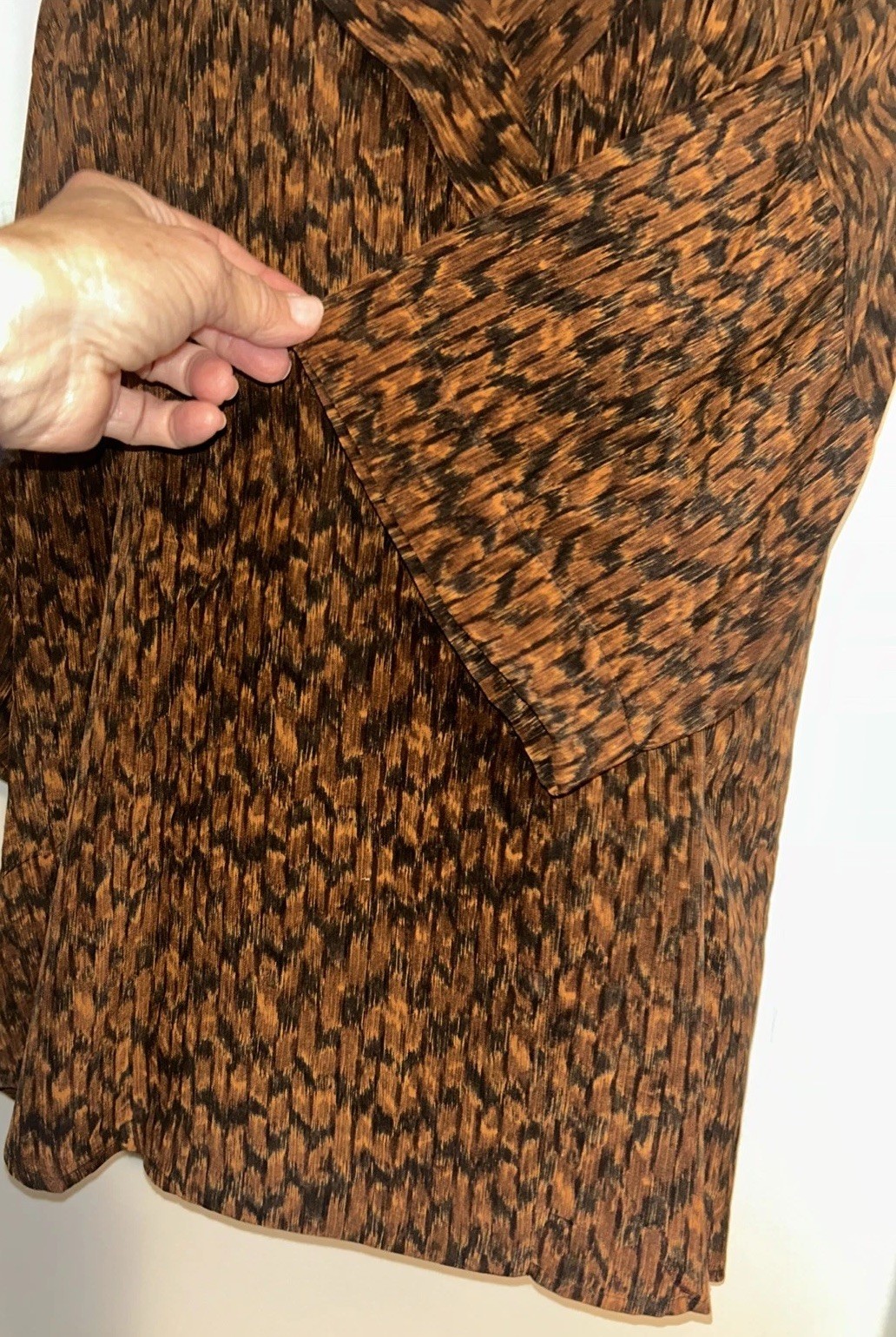 Vintage Linda Allard Ellen Tracy 100% Silk Button Up Blouse Multi Brown Black 14