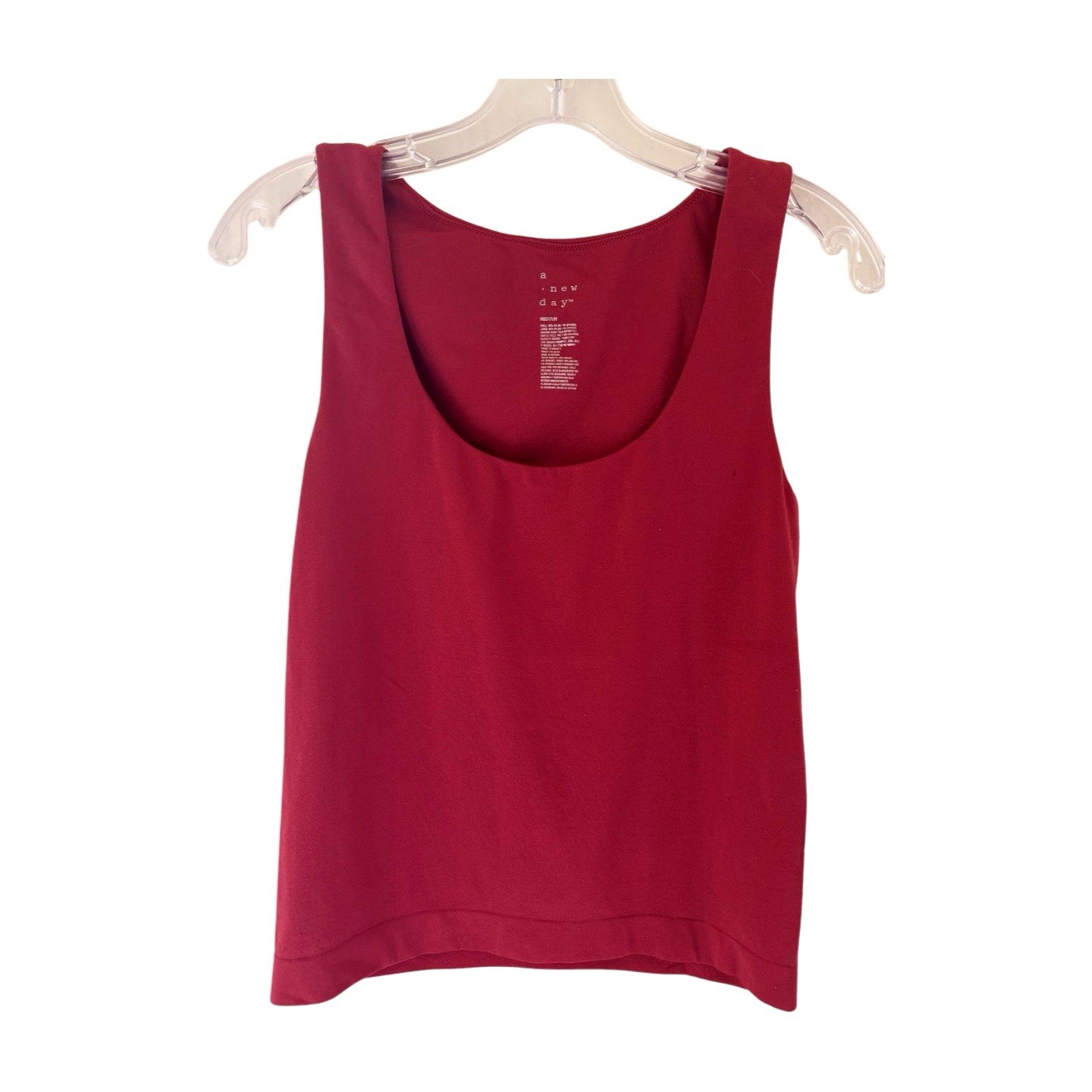 Nylon Spandex Seamless Scoop Neck Tank Dark Red A New Day Size M